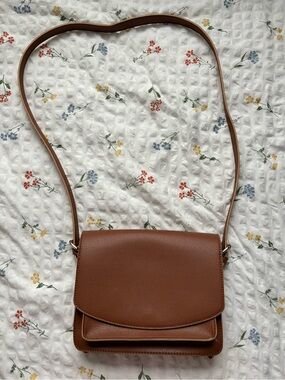 Brown leather crossbody purse